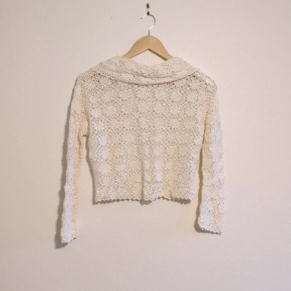 Ago e Filo white lace tie front cardigan blouse size M - Picture 5 of 6